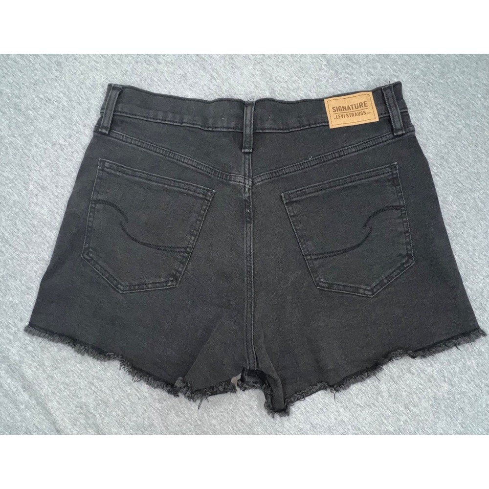 Signature By Levi Strauss‎ Womens High-Rise Heritage Black Denim Shorts Size 10